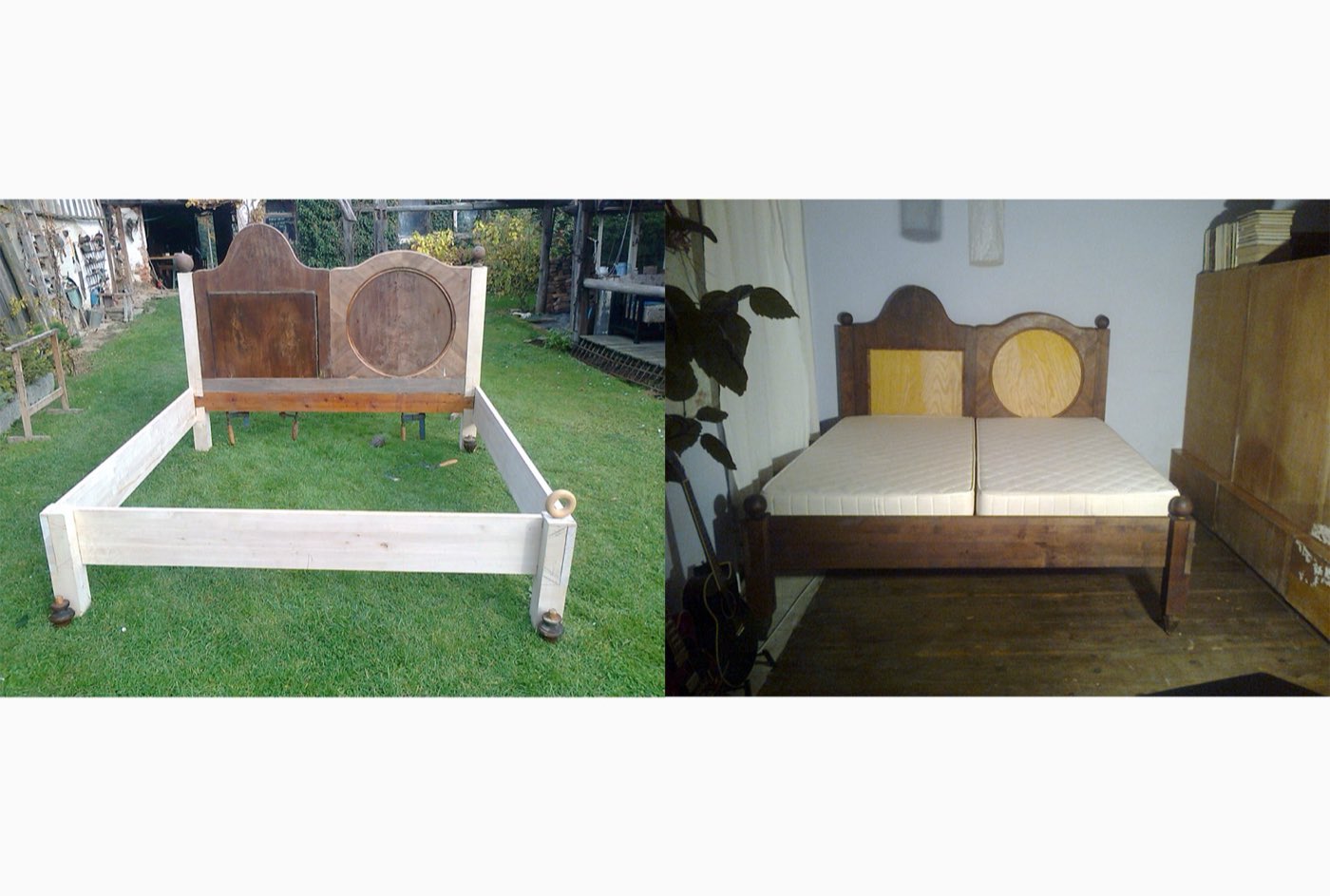 Dřevěná postel vlastního designu Michala Řičici